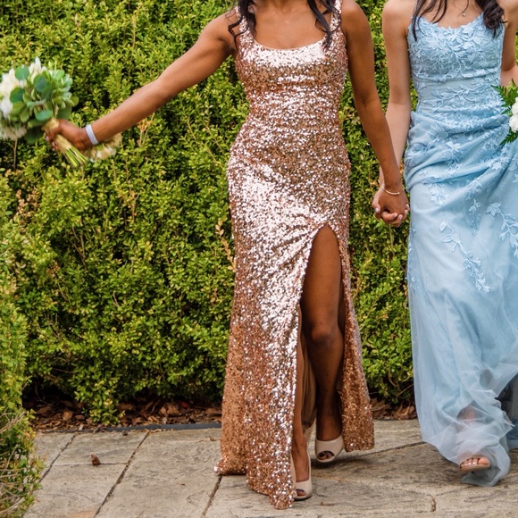 Mori Lee Dresses & Skirts - Mori Lee Gold sequin Prom Dresses